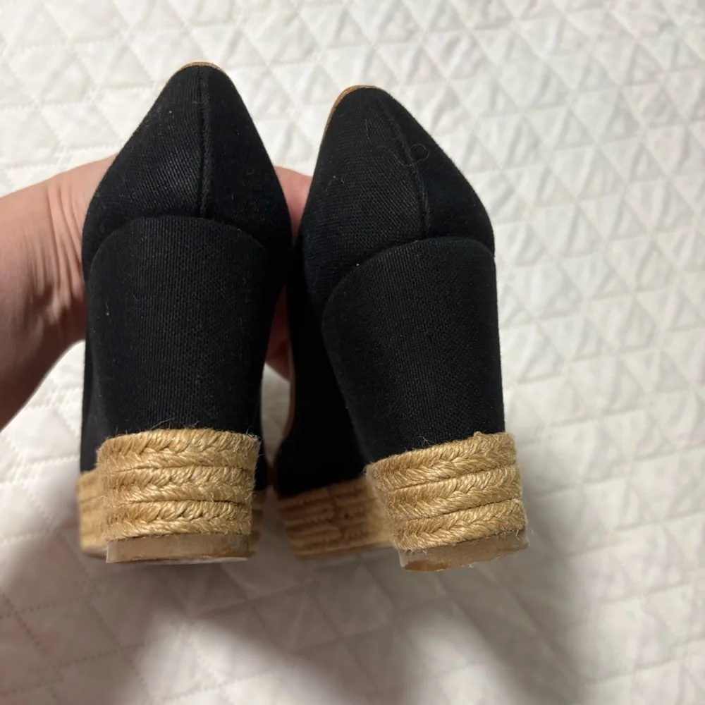 Tory Burch Majorca Canvas Black and Tan Wedges - Picture 9 of 9